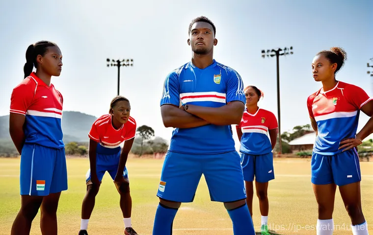 에스와티니에서 크리켓과 럭비 - **Prompt 2: Vibrant Community Gathering at an Eswatini Sports Match**
    "A lively and warm scene a...