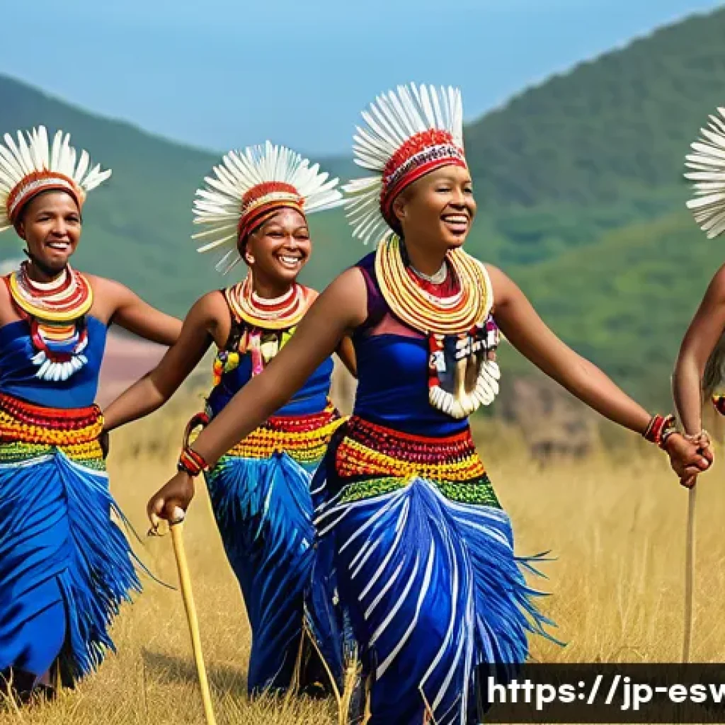 에스와티니 전통문화 - **Prompt 1: Vibrant Reed Dance (Umhlanga) Ceremony**
    "A majestic, wide shot of thousands of youn...