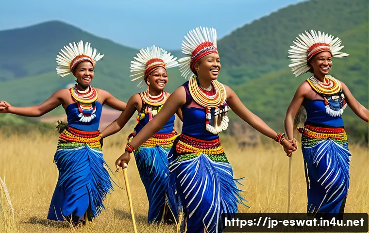 에스와티니 전통문화 - **Prompt 1: Vibrant Reed Dance (Umhlanga) Ceremony**
    "A majestic, wide shot of thousands of youn...